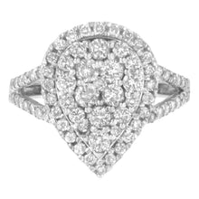 Load image into Gallery viewer, .925 Sterling Silver Diamond Cluster Ring (1 1/2 Cttw, H-I Color, I1-I2 Clarity) - Size 6
