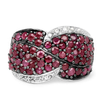 Load image into Gallery viewer, 3.06 Carat Genuine Ruby &amp; White Topaz .925 Sterling Silver Ring
