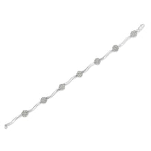 Load image into Gallery viewer, .925 Sterling Silver 1/4 Cttw Diamond Cluster Miracle-Set Station &amp; Twisted Bar 7" Tennis Bracelet (H-I Color, I2-I3 Clarity)
