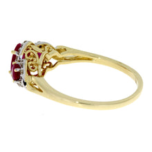 Load image into Gallery viewer, 1.04ct Ruby Diamond 3 Stone Ring 14KT Yellow Gold

