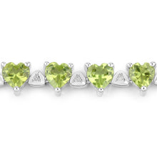 Load image into Gallery viewer, 10.24 Carat Genuine Peridot and White Diamond .925 Sterling Silver Bracelet
