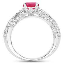 Load image into Gallery viewer, 1.49 Carat Genuine Ruby and White Diamond 14K White Gold Ring (I Color, SI Clarity)
