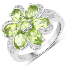Load image into Gallery viewer, 8.04 Carat Genuine Peridot and White Topaz .925 Sterling Silver 3 Piece Jewelry Set (Ring, Earrings, and Pendant w/ Chain)
