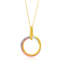 Load image into Gallery viewer, 14k Tri-Color Gold Open Interlaced Ring Pendant
