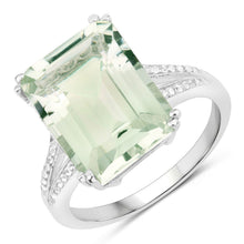 Load image into Gallery viewer, 10.64 Carat Genuine Green Amethyst and White Topaz .925 Sterling Silver Ring
