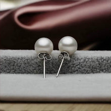 Load image into Gallery viewer, 6mm 925 Sterling Silver Pearl Stud Earrings
