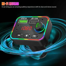Load image into Gallery viewer, 7 Color LED Backlit Light Bluetooth FM Transmitter and Dual USB Charger
