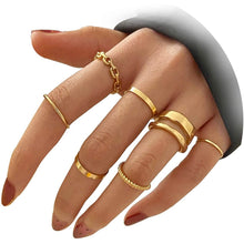 Load image into Gallery viewer, 7-Piece: Women's Gold Knuckle Ring Set
