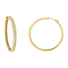 Load image into Gallery viewer, 14K Yellow Gold 1.0 Cttw Round Brilliant Cut Diamond Channel Set Circle Hoop Earrings (I-J Color, I1-I2 Clarity)
