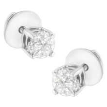 Load image into Gallery viewer, 14K White Gold 1/2 Cttw Pie-Cut Diamond Solitaire Stud Earrings (H-I Color, SI1-SI2 Clarity)
