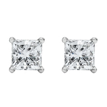 Load image into Gallery viewer, 14K White Gold 1/2 Cttw Princess Cut Lab Grown Diamond Solitaire Stud Earrings (F-G Color, VS2-SI1 Clarity)
