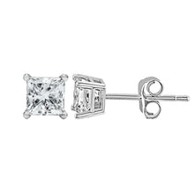 Load image into Gallery viewer, 14K White Gold 1/2 Cttw Princess Cut Lab Grown Diamond Solitaire Stud Earrings (F-G Color, VS2-SI1 Clarity)
