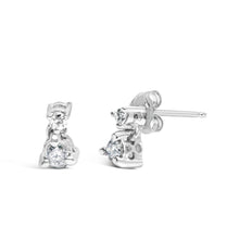 Load image into Gallery viewer, 14K White Gold 1/4 Cttw Double Diamond Drop and Dangle Stud Earrings (H-I Color, SI1-SI2 Clarity)
