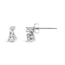 Load image into Gallery viewer, 14K White Gold 1/4 Cttw Double Diamond Drop and Dangle Stud Earrings (H-I Color, SI1-SI2 Clarity)
