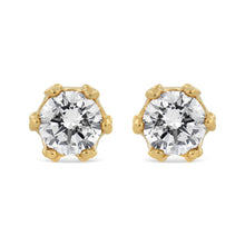 Load image into Gallery viewer, 14K Yellow Gold 2.0 Cttw Round Diamond Crown Stud Earrings (I-J Color, I1-I2 Clarity)
