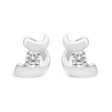 Load image into Gallery viewer, 10K White Gold 1/10 Cttw Round Brilliant-Cut Diamond Espira Swirls Solitaire Push Back Stud Earrings (I-J Color, I1-I2 Clarity)
