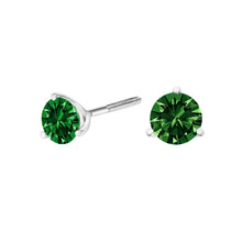 Load image into Gallery viewer, 14K White Gold 1.0 Cttw 3-Prong Martini Set Lab Grown Green Diamond Solitaire Stud Earrings
