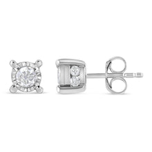Load image into Gallery viewer, .925 Sterling Silver 1.0 Cttw Round Brilliant-Cut Diamond Miracle-Set Solitaire Stud Earrings (H-I Color, I2-I3 Clarity)

