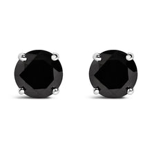 Load image into Gallery viewer, .925 Sterling Silver 1/2 Cttw Black Diamond Solitaire Stud Earrings
