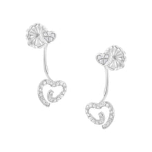 Load image into Gallery viewer, .925 Sterling Silver 1/4 Cttw Diamond Swirl Heart Front/Back Earrings (I-J Color, I2-I3 Clarity)
