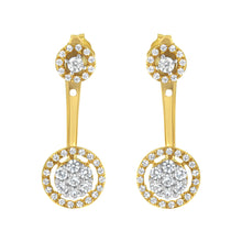 Load image into Gallery viewer, 14K Yellow Gold Plated .925 Sterling Silver 5/8 Cttw Diamond Removable Stud and Dangle Earrings (I-J Color, I2-I3)
