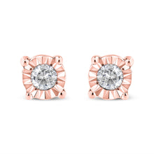 Load image into Gallery viewer, 10K Yellow Gold Plated .925 Sterling Silver 1/10 Cttw Round Brilliant-Cut Diamond Miracle-Set Stud Earrings (J-K Color, I3 Clarity)
