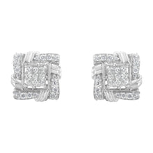 Load image into Gallery viewer, .925 Sterling Silver 1/2 Cttw Round-Cut Diamond Stud Earrings (I-J Color, I1-I2 Clarity)
