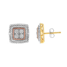 Load image into Gallery viewer, 10K Yellow, White, and Rose Gold Plated Sterling Silver Diamond Accent Earrings (I-J Clarity, I3 Color)
