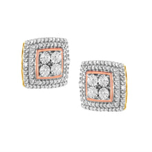 Load image into Gallery viewer, 10K Yellow, White, and Rose Gold Plated Sterling Silver Diamond Accent Earrings (I-J Clarity, I3 Color)
