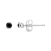 Load image into Gallery viewer, .925 Sterling Silver 1/2 Cttw Black Diamond Solitaire Stud Earrings
