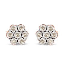 Load image into Gallery viewer, 10K Rose Gold Diamond Floral Stud Earrings (0.5 cttw, J-K Color, I1-I2 Clarity)

