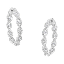 Load image into Gallery viewer, 10K White Gold Diamond Hoop Earrings (1 1/2 cttw, H-I Color, I1-I2 Clarity)
