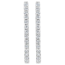 Load image into Gallery viewer, 14K White Gold 2.0 Cttw Round Brilliant Cut Diamond Oblong Hinged Leverback Hoop Earrings (I-J Color, I1-I2 Clarity)
