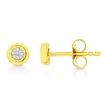 Load image into Gallery viewer, 10K Yellow Gold Plated .925 Sterling Silver 1/10 Cttw Miracle-Set Diamond Circle Shape Stud Earrings (K-L Color, I2-I3 Clarity)
