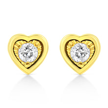 Load image into Gallery viewer, 10K Yellow Gold Plated .925 Sterling Silver 1/10 Cttw Miracle-Set Diamond Circle Shape Stud Earrings (K-L Color, I2-I3 Clarity)
