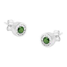 Load image into Gallery viewer, .925 Sterling Silver 1/4 Cttw Round Brilliant-Cut Green Diamond Miracle-Set Stud Earrings (Fancy Color-Enhanced, I1-I2 Clarity)
