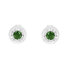Load image into Gallery viewer, .925 Sterling Silver 1/4 Cttw Round Brilliant-Cut Green Diamond Miracle-Set Stud Earrings (Fancy Color-Enhanced, I1-I2 Clarity)
