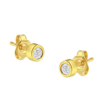Load image into Gallery viewer, 10K White Gold 0.15 Cttw Round Brilliant-Cut Near Colorless Diamond Bezel-Set Stud Earrings (H-I Color, I1-I2 Clarity)
