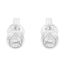 Load image into Gallery viewer, 10K White Gold 1/5 Cttw Round Brilliant-Cut Near Colorless Diamond Bezel-Set Stud Earrings (H-I Color, I1-I2 Clarity)
