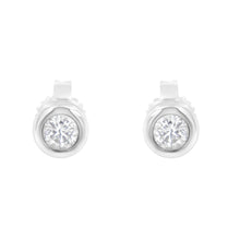 Load image into Gallery viewer, 10K White Gold 1/4 Cttw Round Brilliant-Cut Near Colorless Diamond Bezel-Set Stud Earrings (H-I Color, I1-I2 Clarity)
