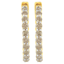 Load image into Gallery viewer, 10K Yellow Gold Plated Sterling Silver Diamond Hoop Earrings (2 cttw, K-L Color, I2-I3 Clarity)
