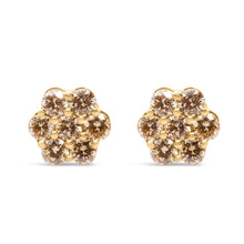 Load image into Gallery viewer, 14K Yellow Gold 1.0 Cttw Diamond Floral Stud Earrings (J-K Color, VS2-SI1 Clarity)
