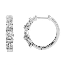 Load image into Gallery viewer, .925 Sterling Silver 1/2 Cttw Lab Grown Round Diamond Floral Cluster Hoop Earrings (F-G Color, SI1-SI2 Clarity)
