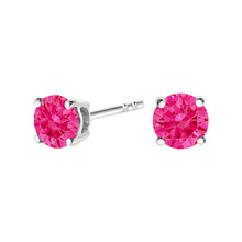Load image into Gallery viewer, 14K White Gold 1/2 Cttw Round Brilliant Cut Lab Grown Pink Diamond 4-Prong Classic Solitaire Earrings (Pink Color, VVS2-VS1 Clarity)

