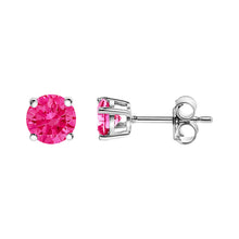 Load image into Gallery viewer, 10K White Gold 1/2 Cttw Lab Created Round Brilliant Cut Pink Diamond Classic 4-Prong Solitaire Stud Earrings (Fancy Pink Color, VVS2-VS1 Clarity)
