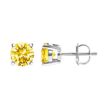 Load image into Gallery viewer, 14K White Gold 1.0 Cttw Lab Grown Yellow Diamond Solitaire Stud Earrings (Yellow Color, VS2-SI1 Clarity)
