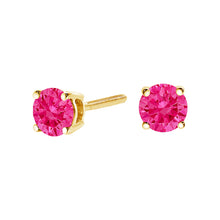 Load image into Gallery viewer, 14K Yellow Gold 1.00 Cttw Round Brilliant Cut Lab Grown Pink Diamond 4-Prong Classic Solitaire Earrings (Pink Color, VVS2-VS1 Clarity)
