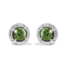 Load image into Gallery viewer, .925 Sterling Silver 1 cttw Treated Black Diamond Modern 4-Prong Solitaire Milgrain Stud Earrings (Black Color, I1-I2 Clarity)
