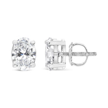 Load image into Gallery viewer, 14K White Gold 1.00 Cttw Lab Grown Oval Solitaire Diamond Stud Earrings (F-G Color, VS2-SI1 Clarity)
