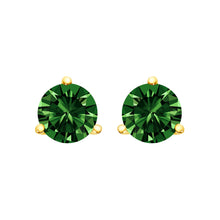 Load image into Gallery viewer, 14K White Gold 1.0 Cttw 3-Prong Martini Set Lab Grown Green Diamond Solitaire Stud Earrings
